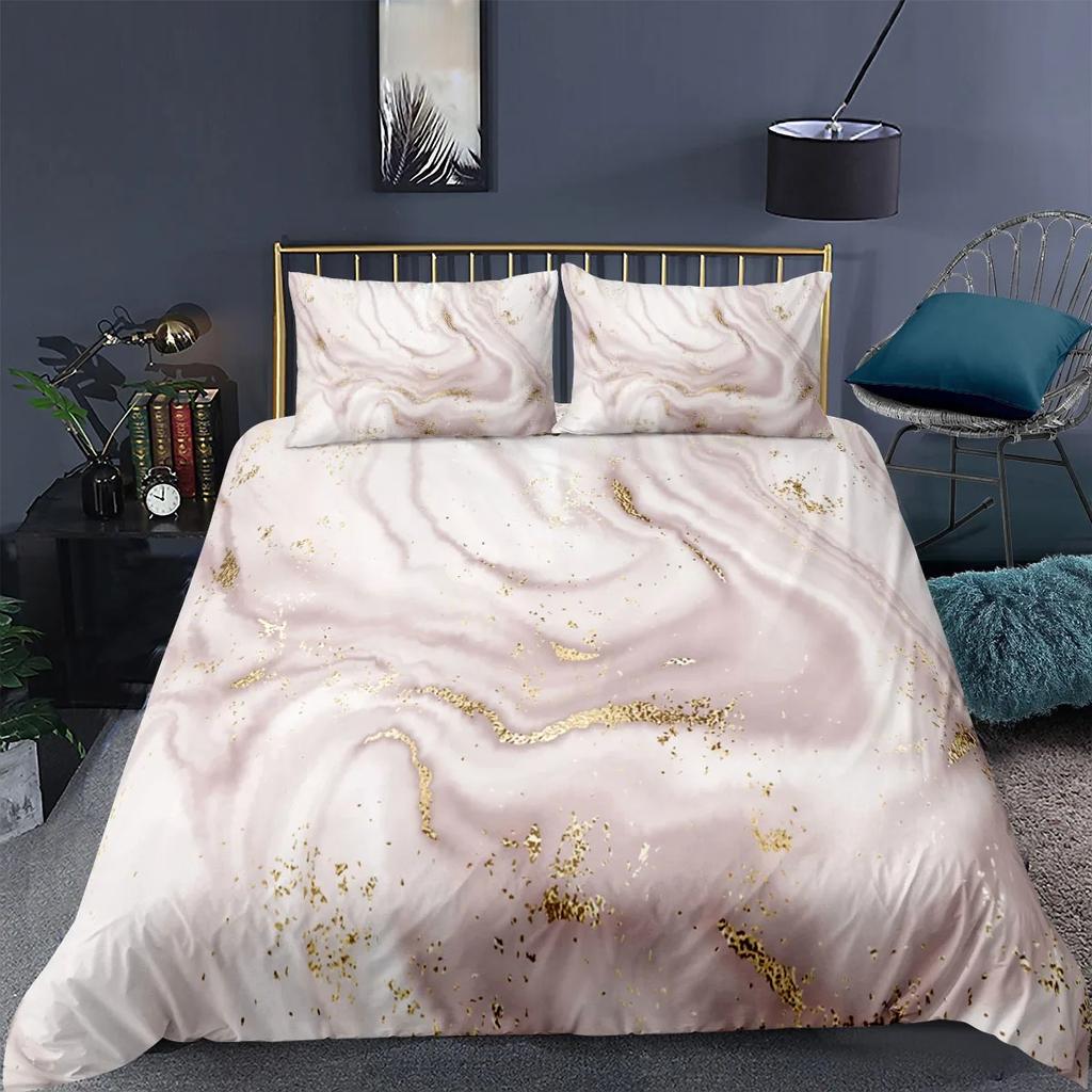 Fashion Marble Bedding Set Queen Size Soft Duvet Cover With Pillowcases Colorful Quilt Cover For Women Girls Home Decor