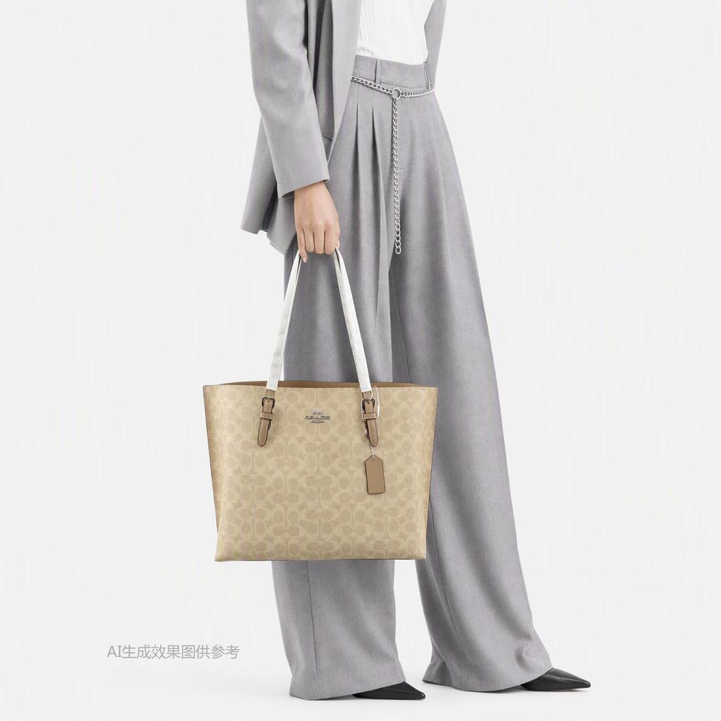 [Pre-Owned] Mollie Logo Zip Closure Synthetic Leather Tote Shoulder Bag - Excellent #IDP61X