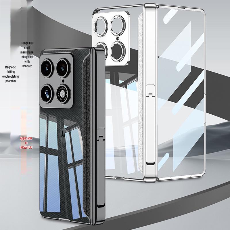 Магнитный электроplated чехол-книжка Motorola RazrFold со подставкой - Прозрачный, Складной, Защитная крышка