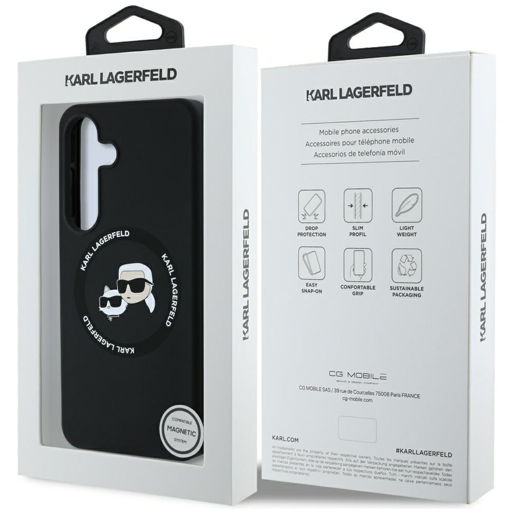 Etui Karl Lagerfeld Silicone Double      Heads And Circle Magsafe Do Samsung Galaxy S25+ Czarny