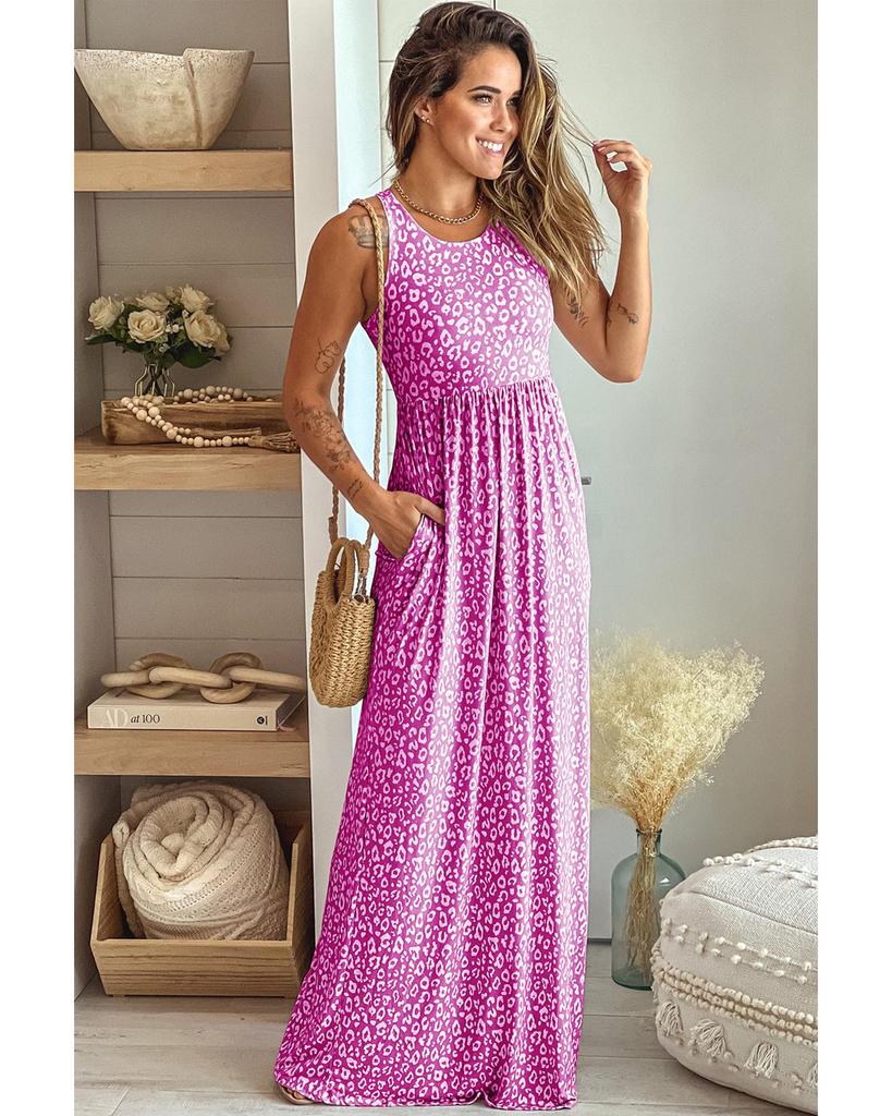 Azura Exchange Платье макси без рукавов с леопардовым принтом