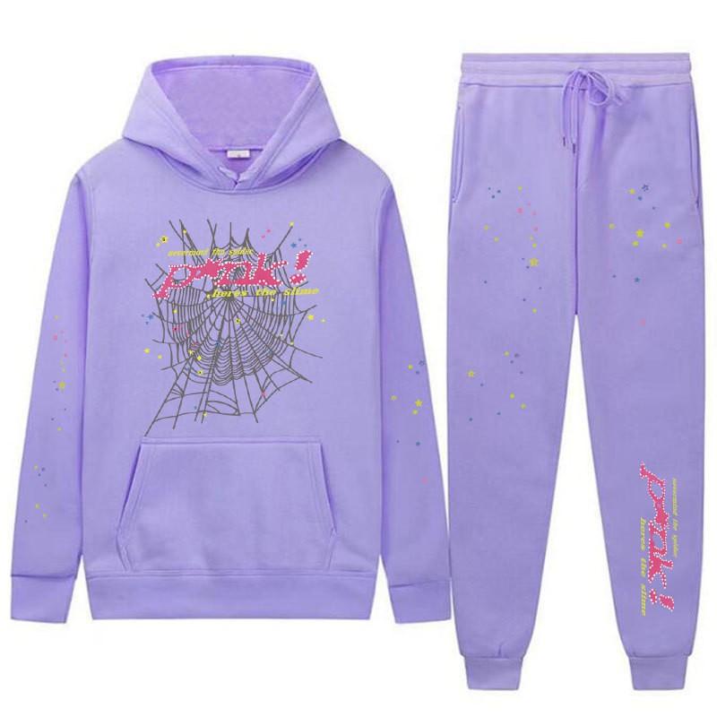Pink Inspired Unisex Hooded Sweatshirt Pants Set Casual Sportwear Fall