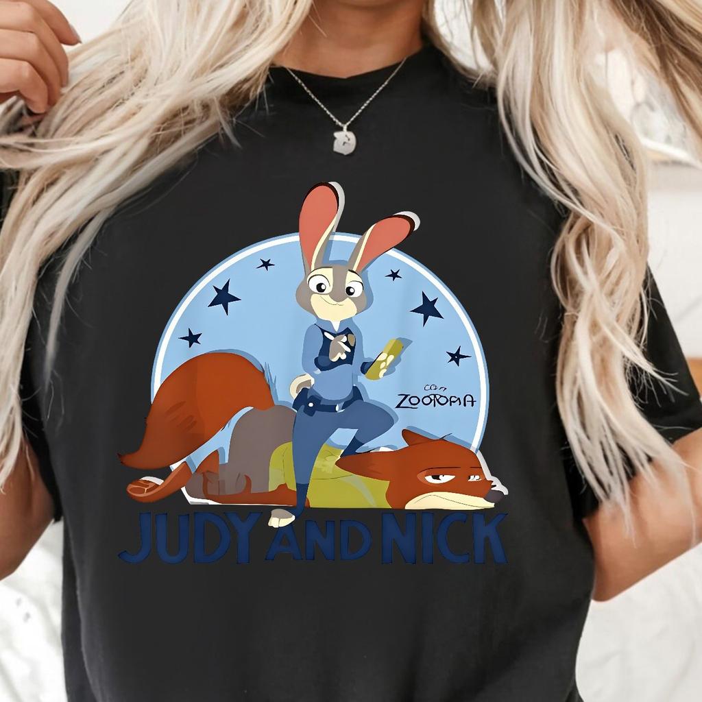 Judy and Nick Womens Loose Cotton Tshirt Zootopia Judy HoppsNick Wilder Pattern