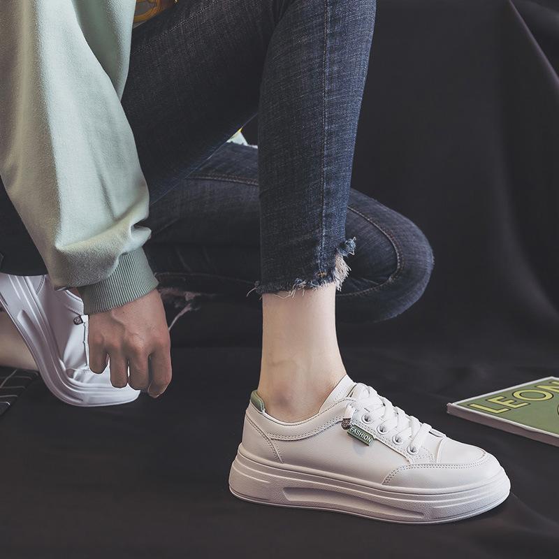 Корейская версия Ins Single Shoes Повседневная обувь Женская обувь для девочек Дышащая кожаная белая обувь для женщин