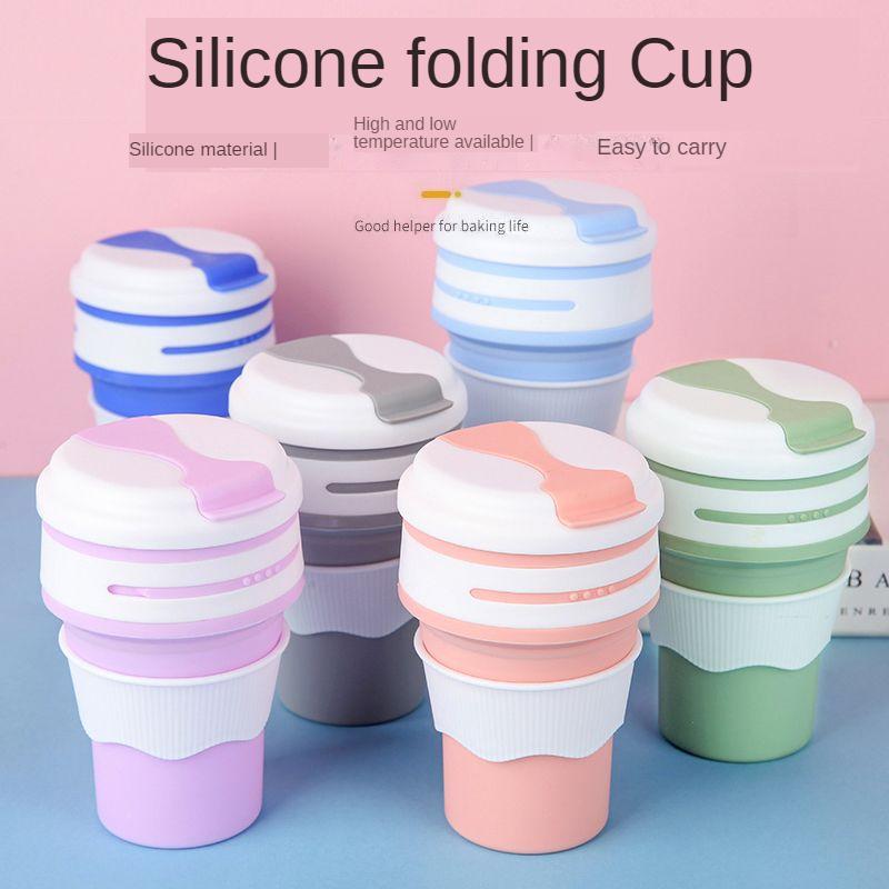 Folding Silica Gel Cup Travel Coffee Cup Student Portable Water Cup Silicone Que Bottle Gargle Cup Can Hold Hot Water