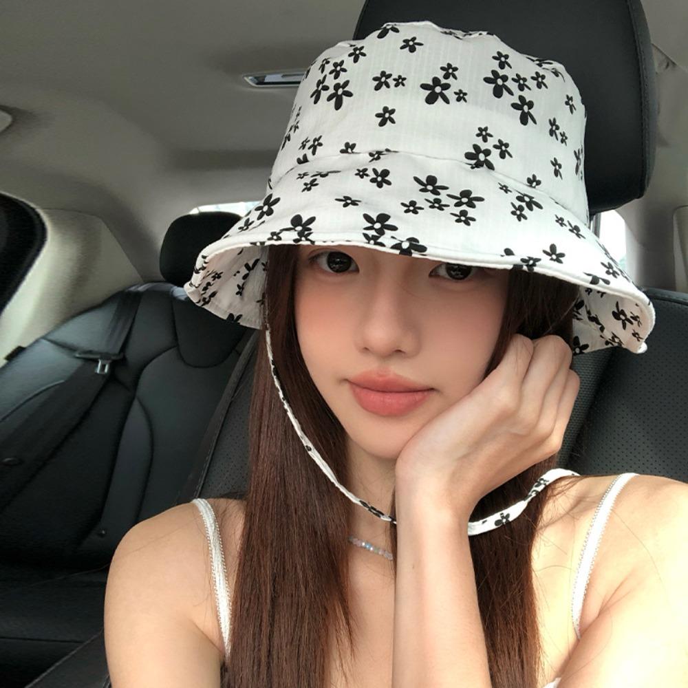 Adjustable Fisherman Hat Broken Flowers Sunshade Hat Sweet Women Sunscreen Hat Outdoor