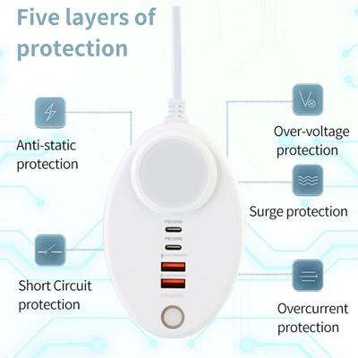 Креативное подключаемое зарядное устройство 2 порта USB + 2 порта TYPE-C 50 Вт Многопортовый интеллектуальный адаптер для быстрой зарядки с сенсорным светодиодом / подсветкой