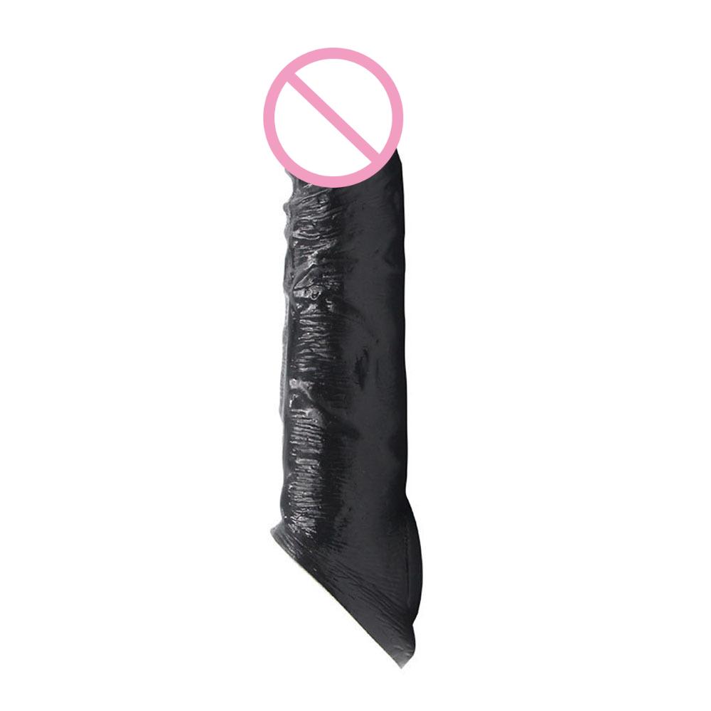 21 см Силиконовый Реалистичный Презерватив для Пениса Удлинитель Пениса Кольцо для Пениса Многоразовый Чехол для Пениса для Задержки Эякуляции