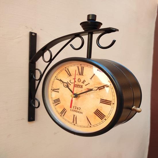 Часы Victoria Station, двухсторонние антикварные настенные часы, подарок, 25,4 см