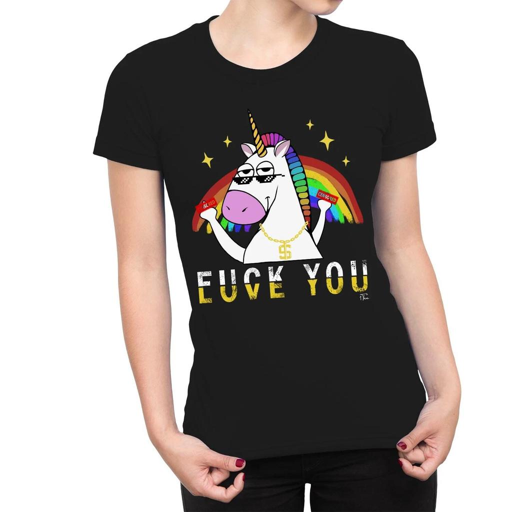 1Tee Womens F You, Love You Gangster Unicorn T-Shirt