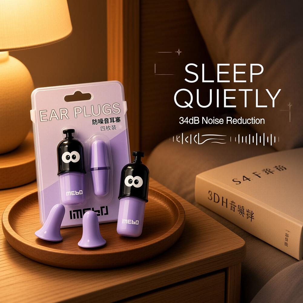 2Pairs Earplugs Soundproof Sleeping Ear Plugs Noise Reduction For Sleep Special Mute Soft Slow Rebound Anti Snore Protection