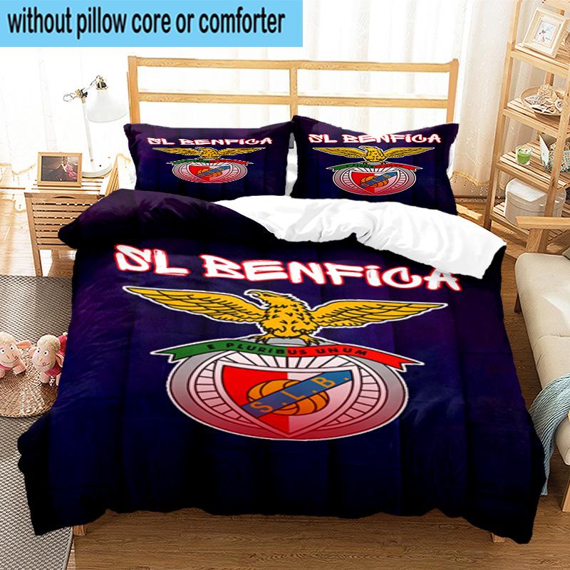 3pcs Benfica Football Club Printed Bedding Set Duvet Cover Closure Includes 1 Duvet Cover & 2 Pillowcases Bedding Sets Home Decor Gifts