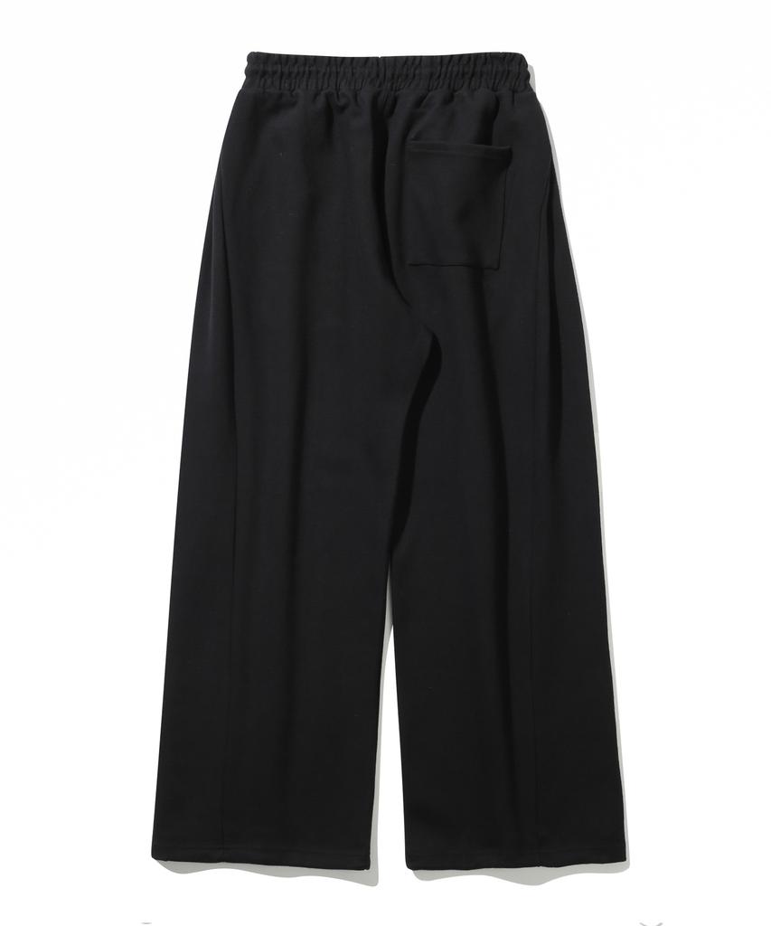 BASEMOMENT Side Tuck Wide Sweatpants Black