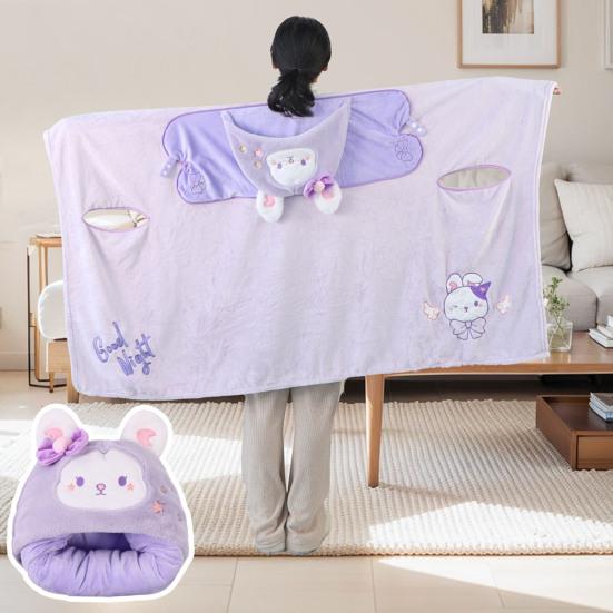 Ворсовый платок, одеяло с капюшоном, ветрозащитное, носимое одеяло, U-образная подушка для хранения, складная, переносная, с капюшоном