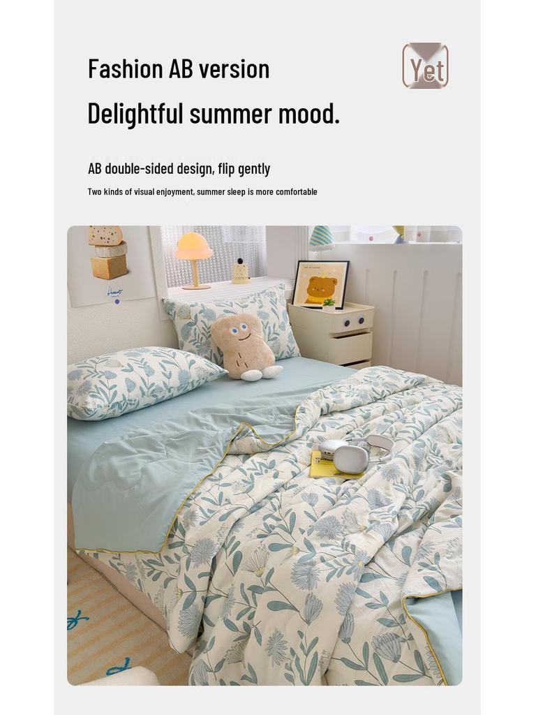 Хлопковое одеяло из марли класса А с соевым волокном - Двухслойное, летнее, прохладное, машинная стирка