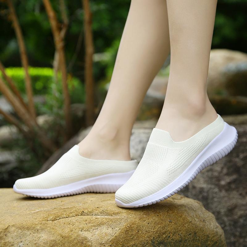 One Pedal Lazy Half Slippers Women's Summer Lightweight Mesh Foot Cover Women's Shoes Pregnant Women's Walking Shoes Old Beijing Cloth Shoes Women
