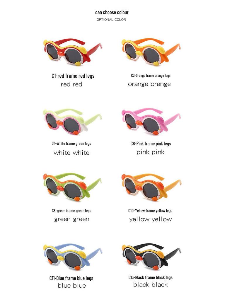 Polarized Cartoon Sunglasses for Kids - Soft Silicone, Childlike Design, Anti-UV Protection for Boys and Girls.