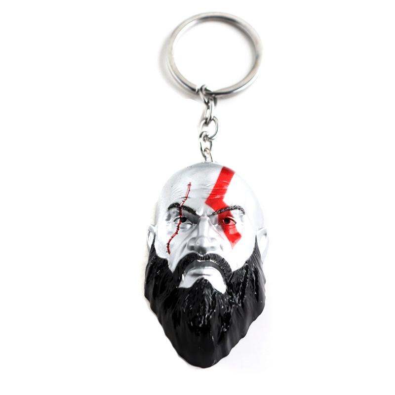 Of God War 4 Kratos 3d Head Keychain Leviathan Axe Key Chain Ring Metal Jewelry