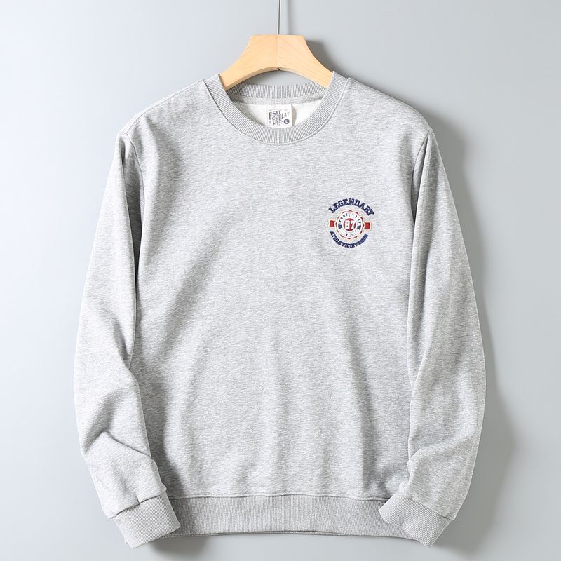 Men's Autumn Sweatshirt with Fish Scale Embroidery, Heavy Wash, and Long Sleeves, Suitable for Sports and Casual Wear