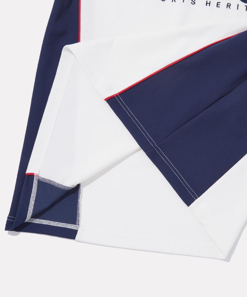 REEBOK Side Color Block Waffle Collar T-Shirt - Off White
