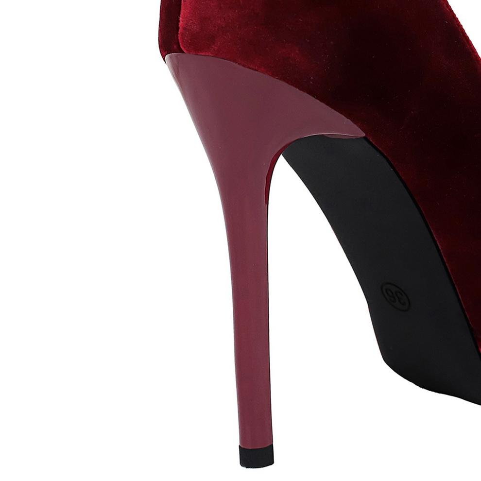 Туфли на сверхвысоком каблуке, водонепроницаемая женская платформа, тонкий каблук, неглубокий вырез, острый носок, утолщенная замша Xishi Single Shoes