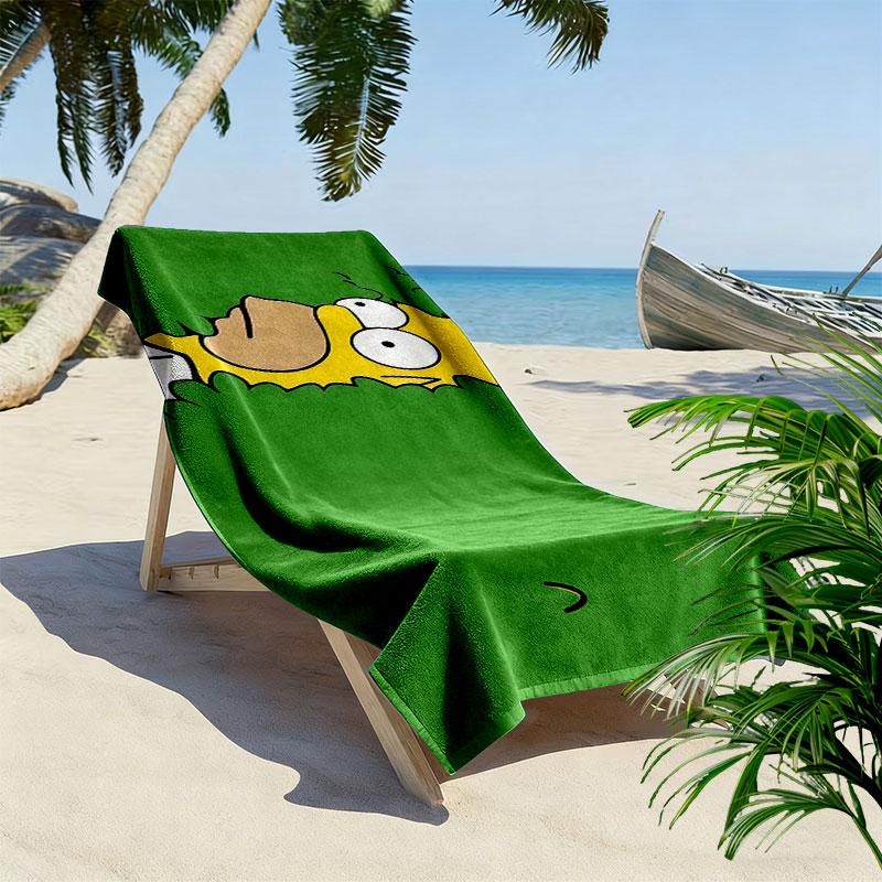 Homer Simpson Print Beach Towel, Large Soft Quick Dry Towel for Beach Camping Swimming