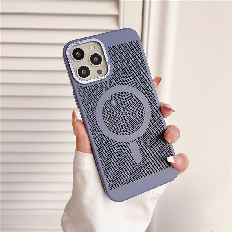Чехол для iPhone 12 11 Pro Max с магнитной сеткой и большим отверстием для камеры, рассеивающим тепло, нескользящий, с защитой от отпечатков пальцев, на задней панели