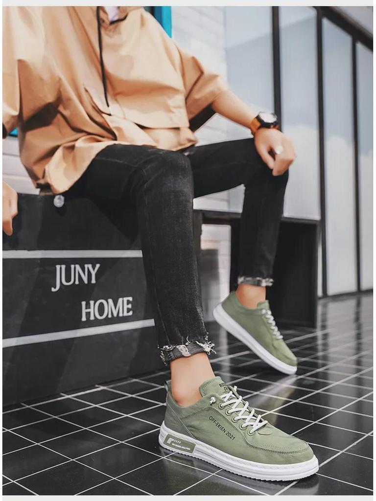 Men's Spring Breathable Ice Silk Deodorant Canvas Shoes - Trendy Low-Top All-Match Style