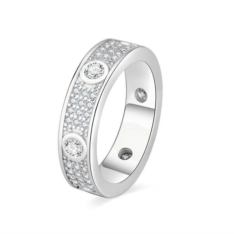 Full Diamond Color Moissanite Ring for Women Classic Design 925 Sterling Silver Wedding Engagement Rings for Fine Jewelry