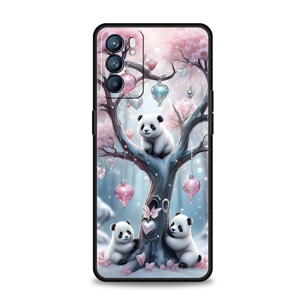Чехол для телефона с пандами для Oppo Reno 13 12 11 10 7 F Find X5 X6 A98 A80 A79 A78 A57 A54 A31 A17 Pro 5G Мягкий ТПУ Чехол Fundas Сумки