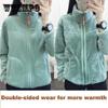 Женская двусторонняя флисовая куртка, модная зимняя бархатная утепленная теплая короткая куртка с воротником-стойкой, уличная куртка, подходящая для женщин