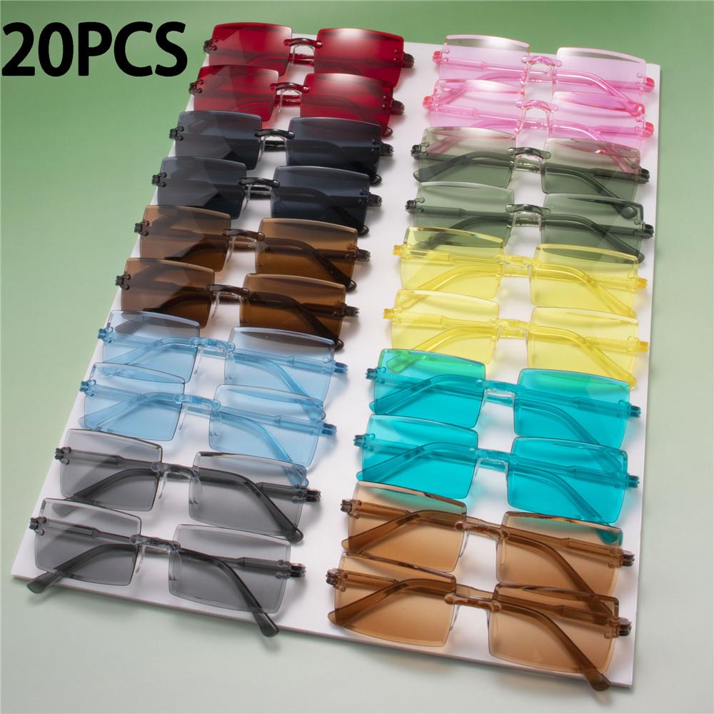 20PCS Retro Sunglasses Women Brand Designer Fashion Rimless Gradient Sun Glasses Shades Cutting Lens Ladies Frameless Eyeglasses