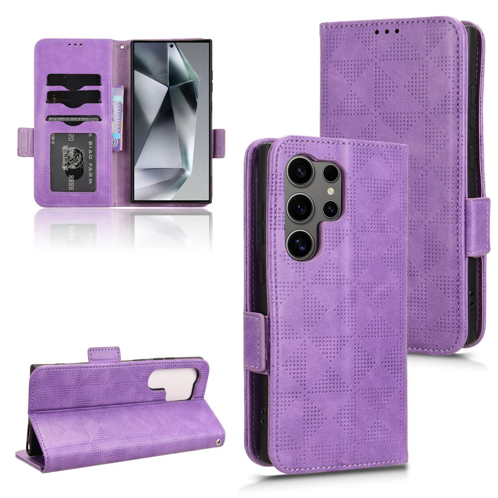 For Samsung Galaxy S24 Ultra Case Imprinted Triangle Leather Wallet Shockproof Cover with Stand