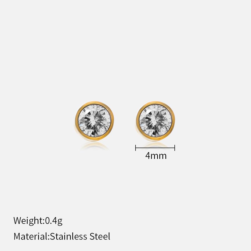 Simple Crystal Stud Earrings Fashion Women December Birthstone Colorful Diamond Earrings for Girls Gift