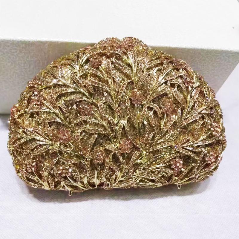 Sea Grass Evening Bag Crystal Clutches Blue Rhinestone Diamond Wedding Purses WHTUOHENG Party Cocktail Purses For Gala Gold Bag