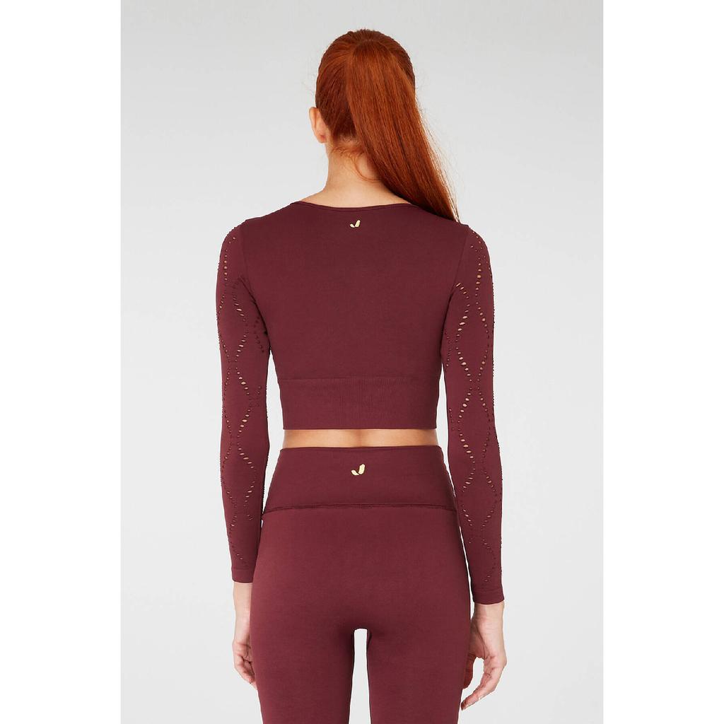 Укороченный топ с длинными рукавами Naples из эконила бордового цвета