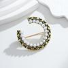 Elegant brooch, synthetic pearl initial design for women, vintage style, with faceted pearls.