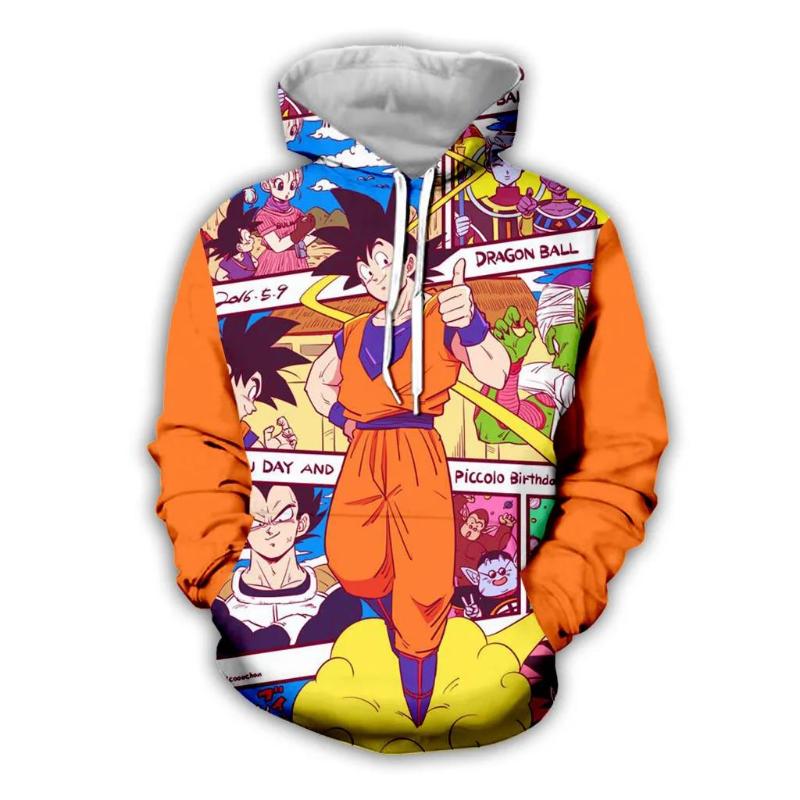 Dragon Ball New Saiyan Cute Anime Cartoon Fashion 3D Hooded Sweater Hoodie Adult Children's Size Four Seasons Loose Type