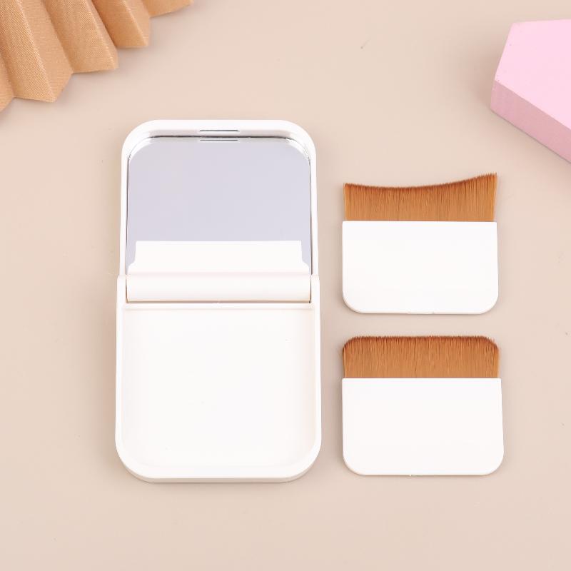 Portable Foundation Brush Set with Mirror Case - Travel Makeup Brush Kit