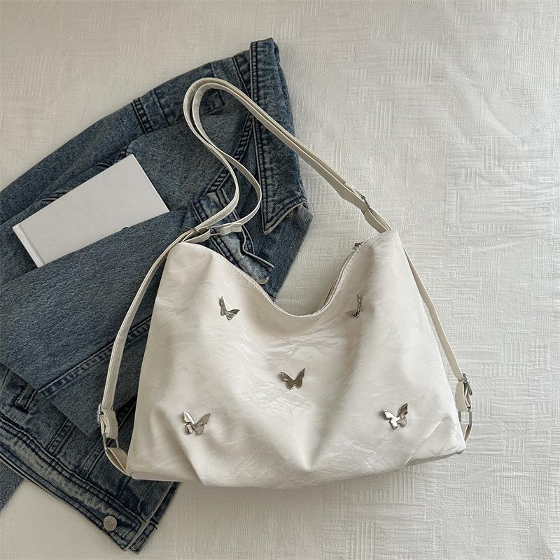 Мягкая кожа бабочка большая вместимость высокая ценность нежная наплечная сумка 2025 лето новая женская наплечная сумка-мессенджер тоут