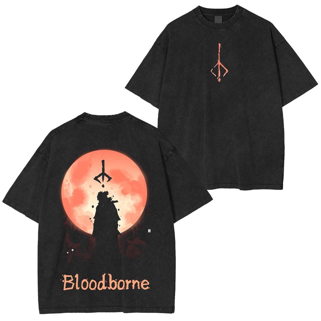 Bloodborne Людвиг Проклятый Святой Клинок Мрачный Футболка Охотник и Фонарь Посланники Оверсайз Унисекс Стирка Уличная Одежда Футболка