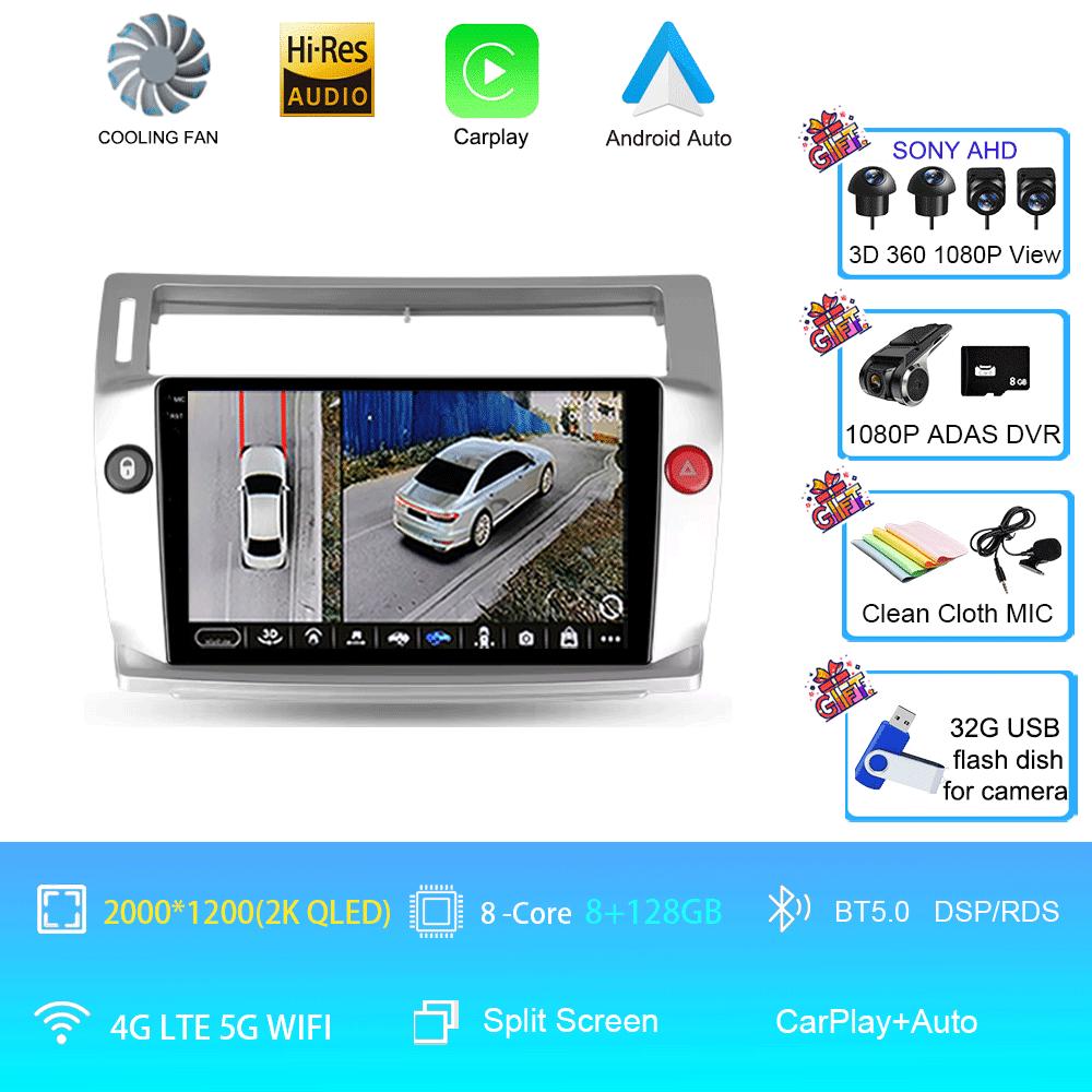 Android 14 Для Citroen C4 C-Triomphe Quatre 2004-2014 Автомагнитола Мультимедиа Видео Carplay 2Din DVD Головное устройство Стерео Динамик Аудио