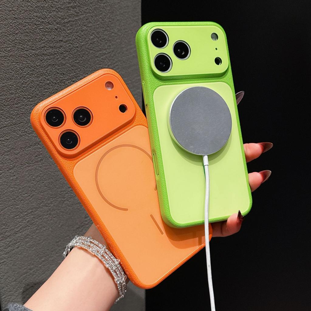 Секунды меняются 17 узор из кожи личи, подходит для iPhone17promax магнитный чехол для мобильного телефона, Apple 16 всесторонний 15 защитный чехол