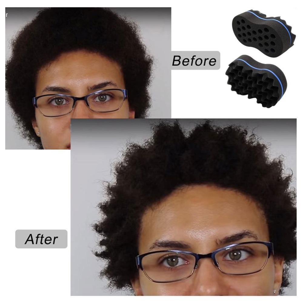2pcs Durable Hair Twist Sponge Double Sided Barber Curl Sponge Daily Grooming Curl Sponge Home Use