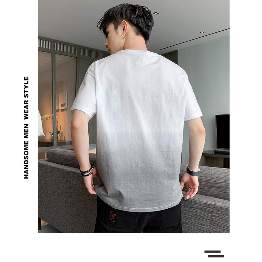 Летняя одежда с коротким рукавом, хлопок, большой размер T, градиентный покрой и пошив, свободный, стильный, круглый воротник, удобный, легкий, мягкий, большой размер, весна-лето