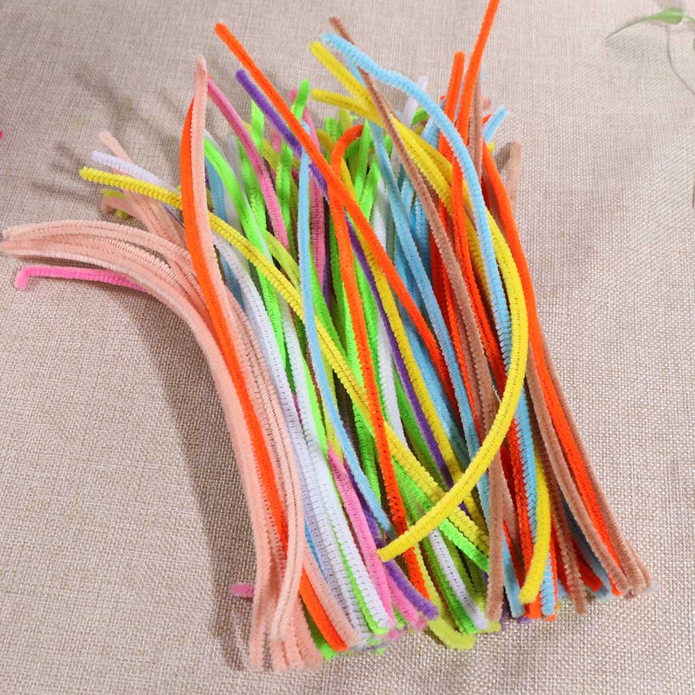 100pcs Chenille Stems Anvil Wire Craft Pipe Toys Plush Wired Twist Sticks Handcraft
