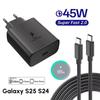 PD 45W 5A Сверхбыстрое зарядное устройство для Samsung S21 S22 S23 S24 Plus A34 A53 A54 A55 A71 A73 Note20 Ultra USB-C Быстрая зарядка
