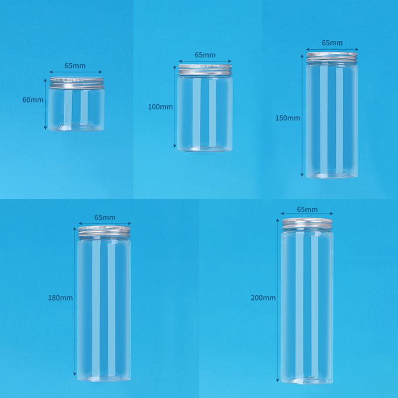Aluminum Packing Bottle Pet Clear Empty Seal Bottle Circular Bucket Storage Biscuit Jar Food Grade Sealed Cans Tank Container