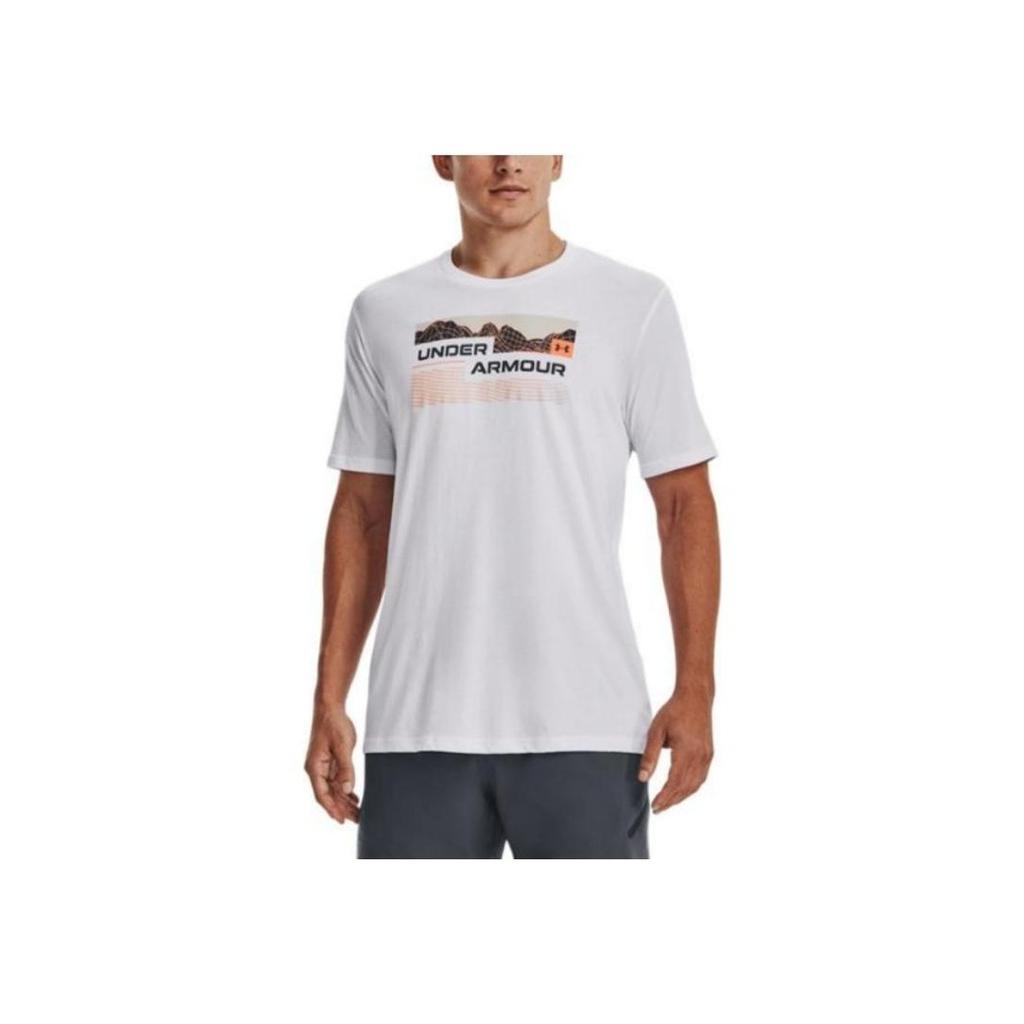 Under Armour Футболка с круглым вырезом и буквенным принтом, спортивная, с коротким рукавом, мужская, белая 1377560-100