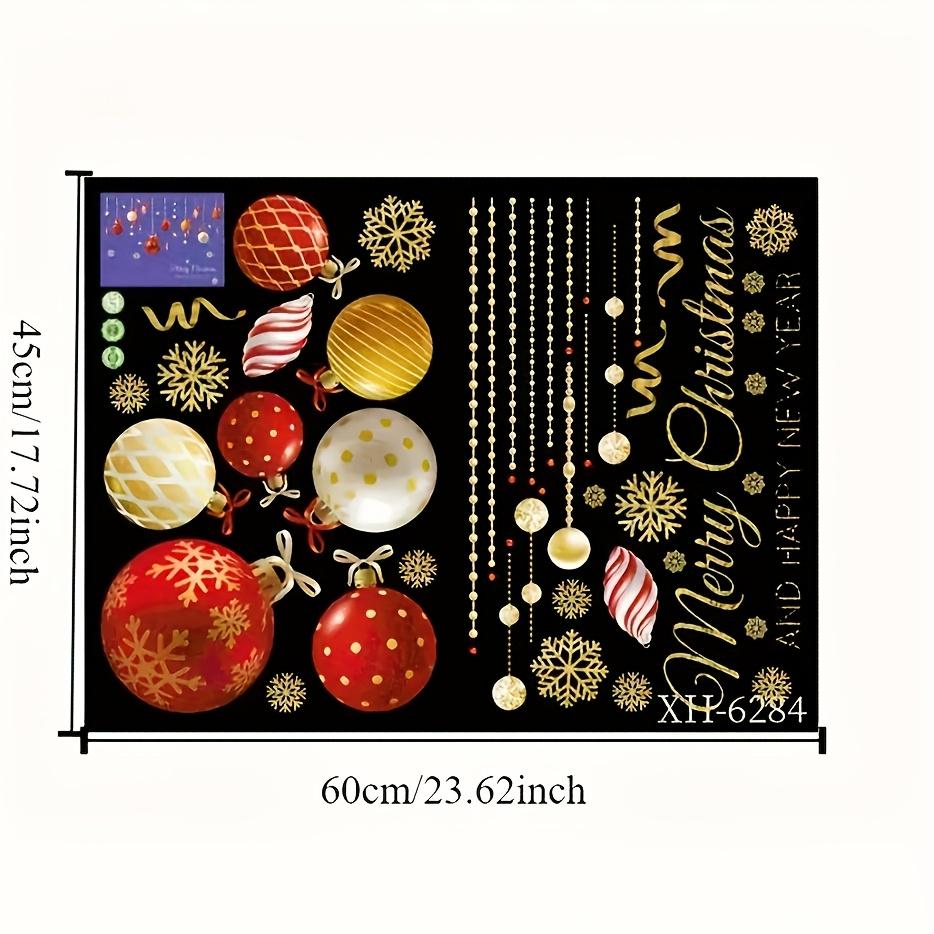 Christmas Ball Pattern Window Stickers, Removable Waterproof PVC Holiday Decals for Home Store Living Room Bar Door Decoration